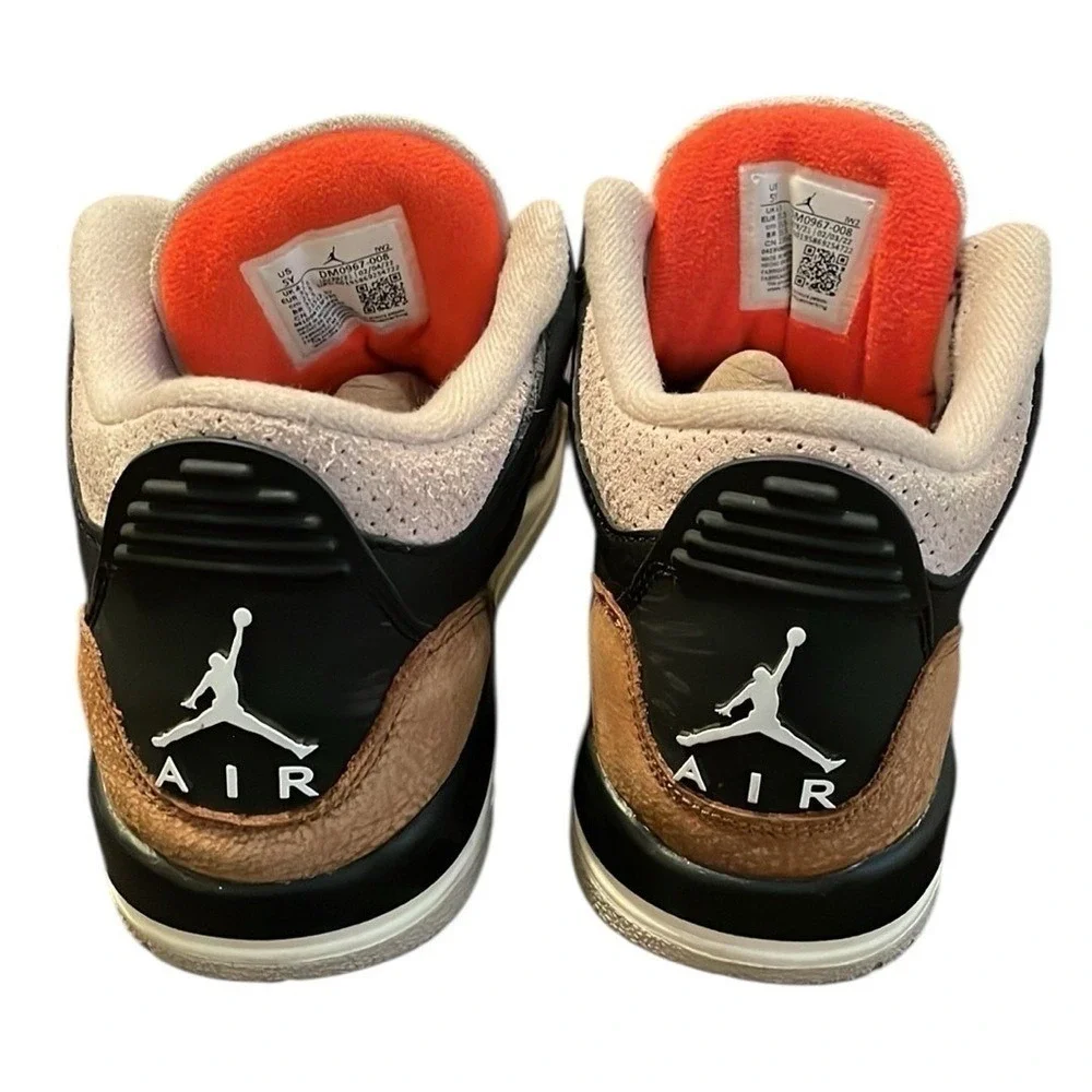 Nike Boy's Air Jordan 3 Retro (GS) Black/Rush Orange - Fossil Stone Size 5Y‎